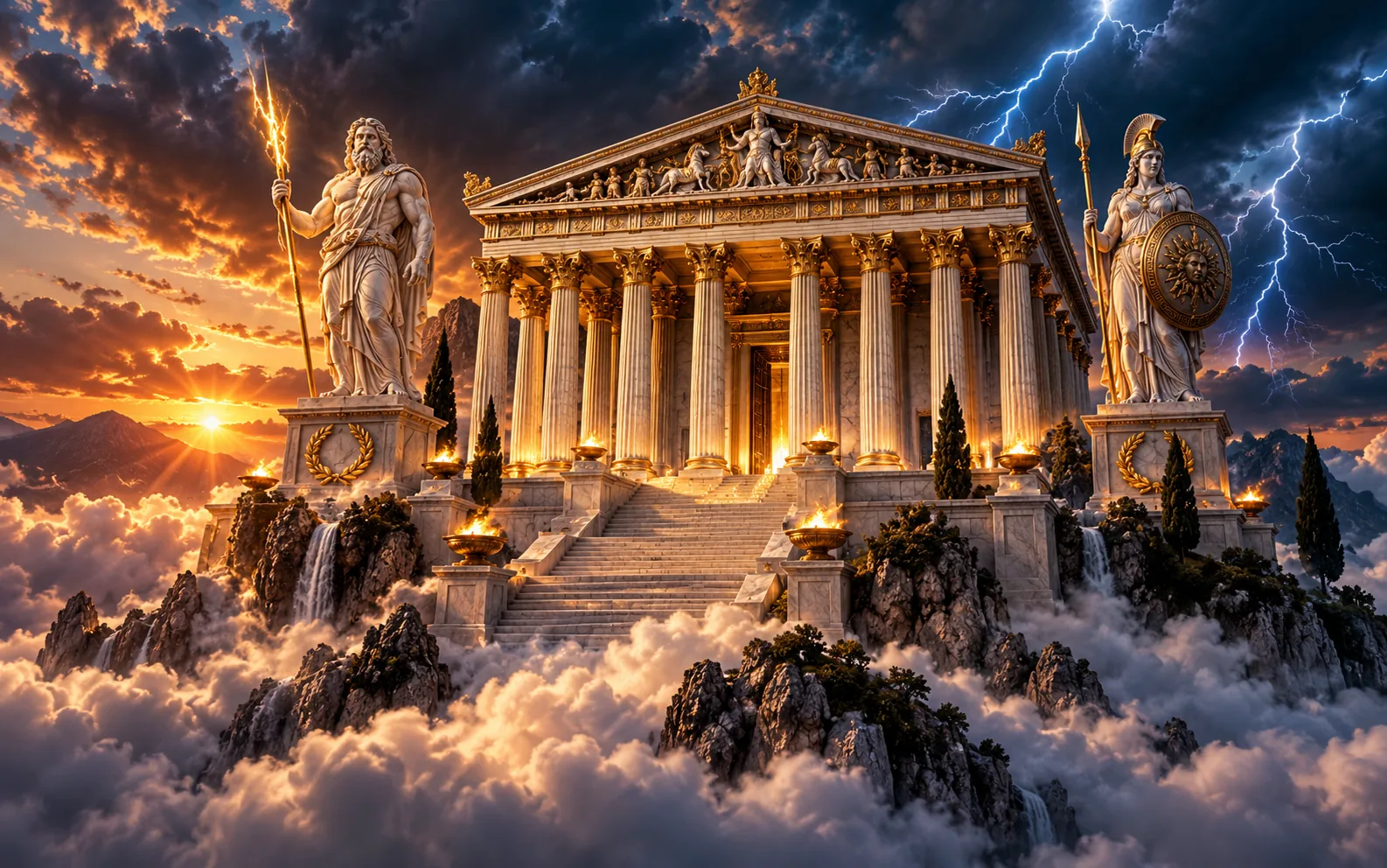 Original editorial illustration for Gates of Olympus BetKing Nigeria: original vs 1000 edition